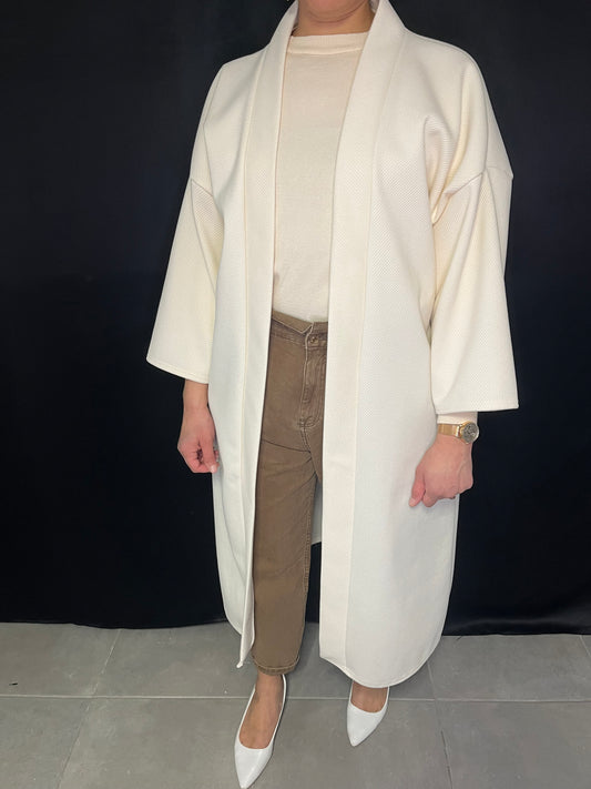 Manteau kimono crème à motif